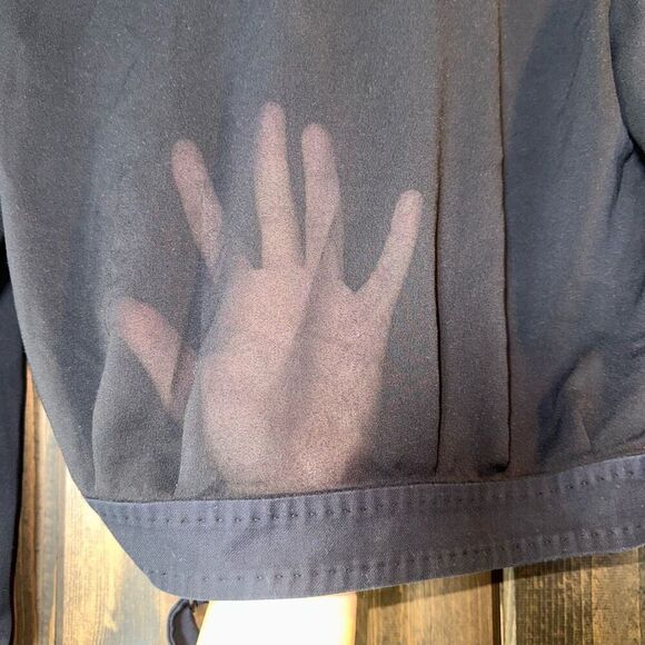 Max Mara Black Crepe Front Tie Detail Crop Moto Jacket - Picture 5 of 7